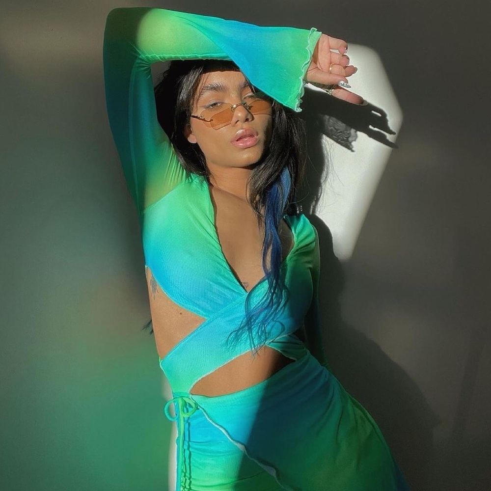 Tiger Mist Aqua Cut-Out Mini Dress - Picture 6 of 6
